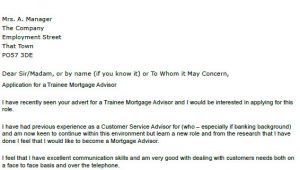 Cover Letter for Mortgage Advisor Trainee Mortgage Advisor Cover Letter Example Icover org Uk