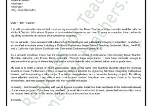 Cover Letter for Music Internship Music Teacher Cover Letter Sample Teacher Stuff