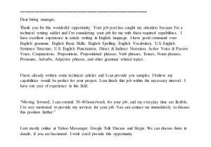 Cover Letter for Odesk Job Application Odesk Cover Letter Sample for Technical Article Writing