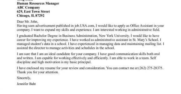 Cover Letter for Office Staff Office assistant Cover Letter Example Example Cover Letter