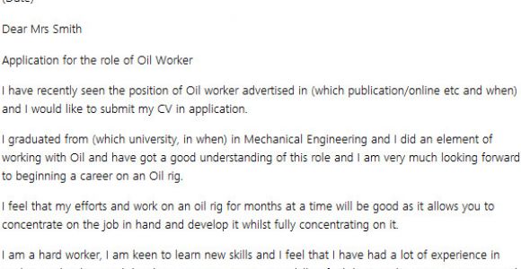 Cover Letter for Oil Company Oil Job Cover Letter Example Icover org Uk