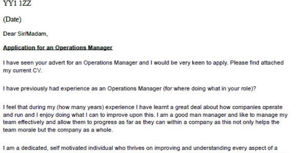 Cover Letter for Operations Coordinator Operations Manager Cover Letter Example Icover org Uk