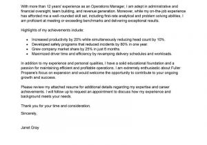Cover Letter for Operations Coordinator Operations Manager Cover Letter Examples