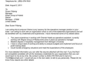 Cover Letter for Operations Coordinator Operations Manager Cover Letter Sample