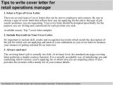 Cover Letter for Operations Coordinator Retail Operations Manager Cover Letter
