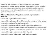 Cover Letter for Patient Access Representative Patient Service Representative Resume Template Resume