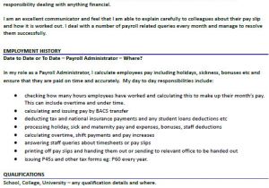 Cover Letter for Payroll Administrator Payroll Administrator Cv Example Icover org Uk