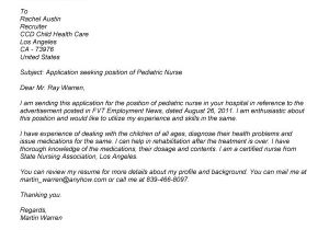 Cover Letter for Pediatric Nurse Position Best Photos Of Nursing Cover Letter Job Application