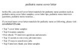 Cover Letter for Pediatric Nurse Position Pediatric Nurse Cover Letter