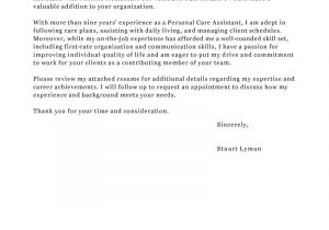 Cover Letter for Personal Care assistant Best Personal Care assistant Cover Letter Examples