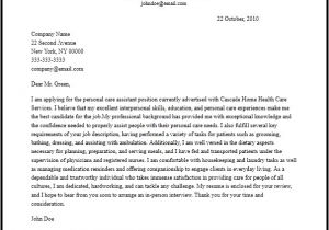Cover Letter for Personal Care assistant Professional Personal Care assistant Cover Letter Sample
