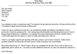 Cover Letter for Pharmacist Position Pharmacist Cover Letter Example Lettercv Com