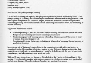 Cover Letter for Pharmacist Position Pharmacist Cover Letter Sample Resume Genius