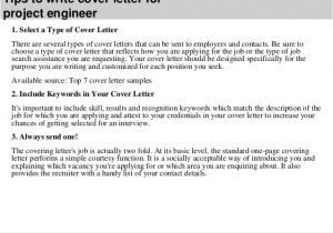 Cover Letter for Planning Engineer Project Engineer Cover Letter