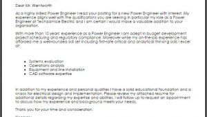 Cover Letter for Power Engineer Power Engineer Cover Letter Sample Cover Letter