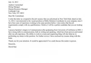 Cover Letter for Pr Job Public Relations Internship Cover Letter the Letter Sample