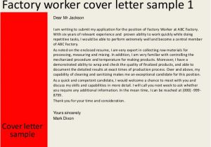 Cover Letter for Process Worker Factory Worker Cover Letter