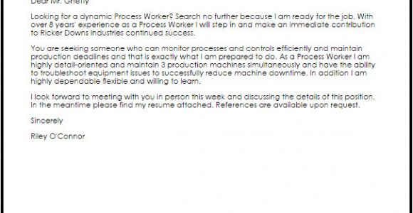 Cover Letter for Process Worker Process Worker Cover Letter Sample Cover Letter