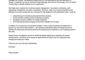 Cover Letter for Program Manager Position Best Technical Project Manager Cover Letter Examples