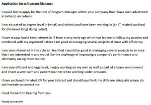 Cover Letter for Program Manager Position Program Manager Cover Letter Example Icover org Uk