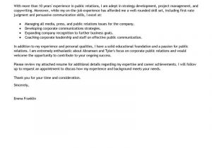 Cover Letter for Public Relations Position Best Public Relations Cover Letter Examples Livecareer
