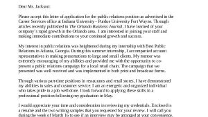 Cover Letter for Public Relations Position Cover Letter 13 Free Sample Example format Free
