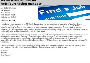 Cover Letter for Purchasing Manager Hotel Purchasing Manager Cover Letter