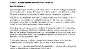 Cover Letter for Radio Internship Disk Jockey Resume Cover Letter