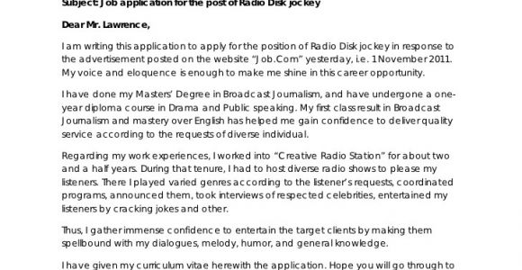 Cover Letter for Radio Internship Disk Jockey Resume Cover Letter