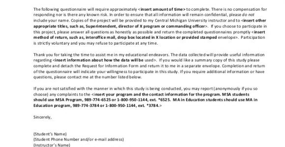Cover Letter for Research Questionnaire Sample Survey Cover Letter