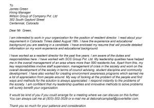 Cover Letter for Resident Director Position Cover Letter for Resident Director Position Viaweb Co