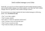 Cover Letter for Resident Director Position Hotel Resident Manager Cover Letter