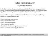 Cover Letter for Retail Sales associate with No Experience Retail Sales Manager Experience Letter