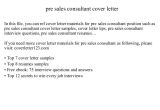 Cover Letter for Sales Consultant Job Pre Sales Consultant Cover Letter