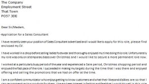Cover Letter for Sales Consultant Job Sales Consultant Cover Letter Example Icover org Uk