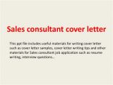 Cover Letter for Sales Consultant Job Sales Consultant Cover Letter