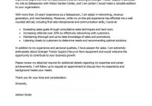 Cover Letter for Sales Person Best Salesperson Cover Letter Examples Livecareer