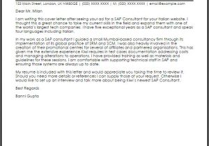 Cover Letter for Sap Abap Consultant Sap Consultant Cover Letter Sample Cover Letter