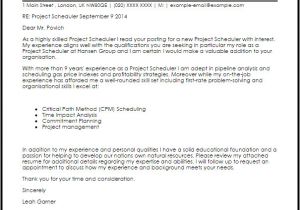 Cover Letter for Scheduler Project Scheduler Cover Letter Sample Cover Letter