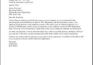 Cover Letter for Security Officer Position Sample Security Officer Cover Letter Free Samples