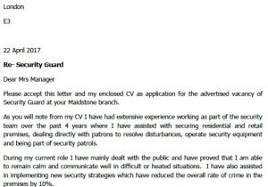 Cover Letter for Security Officer Position Security Guard Job Application and Cover Letter Example