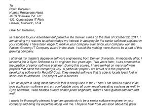Cover Letter for software Developer Position Cover Letter software Engineer Experience Resumes