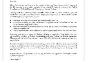 Cover Letter for software Test Engineer Cover Letter