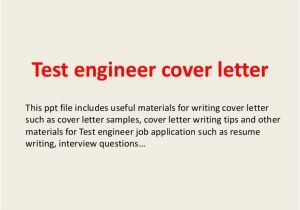 Cover Letter for software Test Engineer Test Engineer Cover Letter