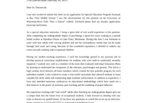 Cover Letter for Special Needs assistant Special Education Program assistant Teacher Cover Letter