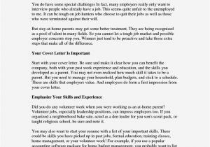 Cover Letter for Stay at Home Dad Returning to Work Example Cover Letter From A Stay at Home Mom Resume