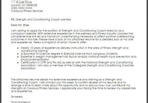 Cover Letter for Strength and Conditioning Coach Strength and Conditioning Coach Cover Letter Sample