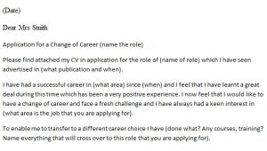 Cover Letter for Switching Careers Career Change Cover Letter Example Icover org Uk