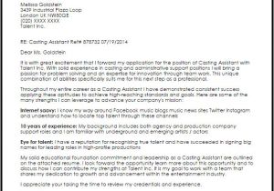 Cover Letter for Talent Agency Casting assistant Cover Letter Sample Cover Letter