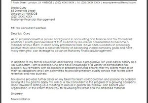 Cover Letter for Tax Position Tax Consultant Cover Letter Sample Cover Letter